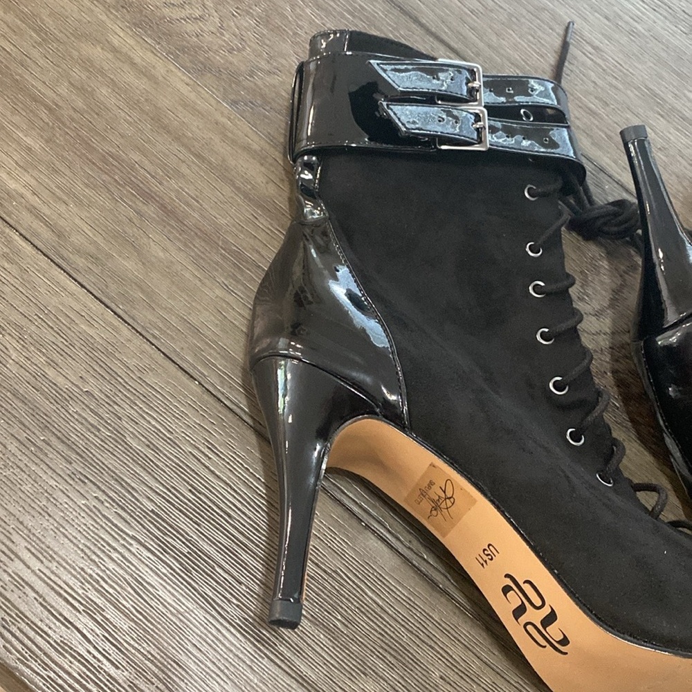NWT BURJU Shoes Under The Influence Open Toe Lace Up Buckle Ankle Boots | 11 - Picture 10 of 11